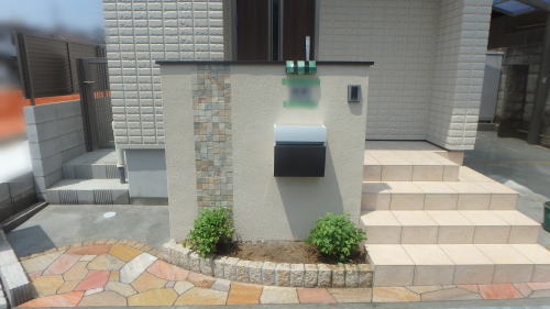 高槻新築外構 門まわり仕上げ