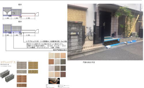 大阪府高槻市O様邸ブロック塀等やり替え工事図面