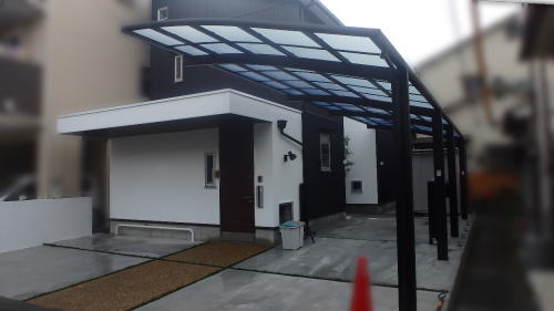 大阪府守口市新築外構 ネスカR/ブラック 連棟仕様(LIXIL)