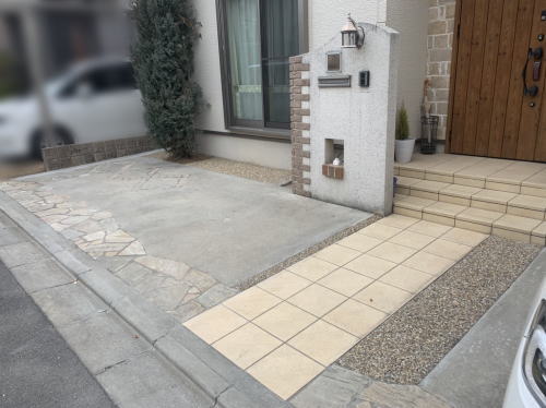 大阪高槻 外構リフォーム 裏庭土間コンクリート打設後