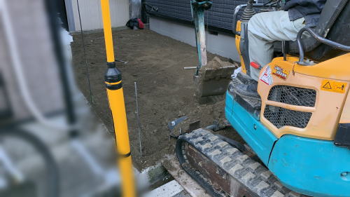 大阪寝屋川 新築外構 ガレージ掘削