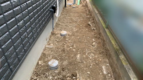 大阪高槻 新築外構 建物周囲整地