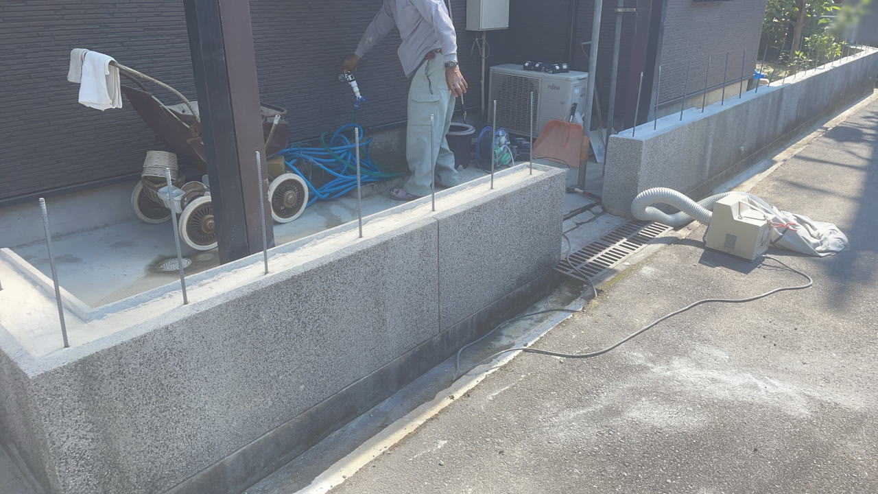 大阪高槻 ブロック塀リフォーム 北側 アンカー工事