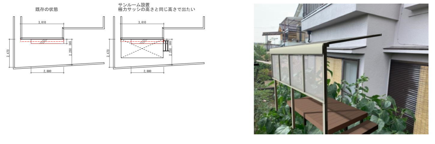 枚方市S様邸 テラス囲い設置工事図面