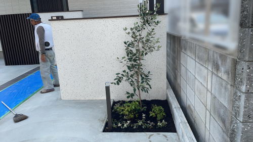 大阪茨木 花壇植木移植