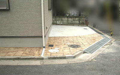 高槻市 ガレージ スタンプコンクリート 土間コンクリート金コテ仕上げ