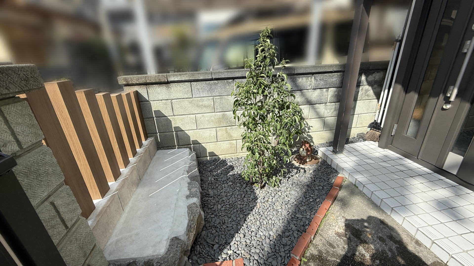 高槻市N様邸　アプローチ　常緑ヤマボウシ
