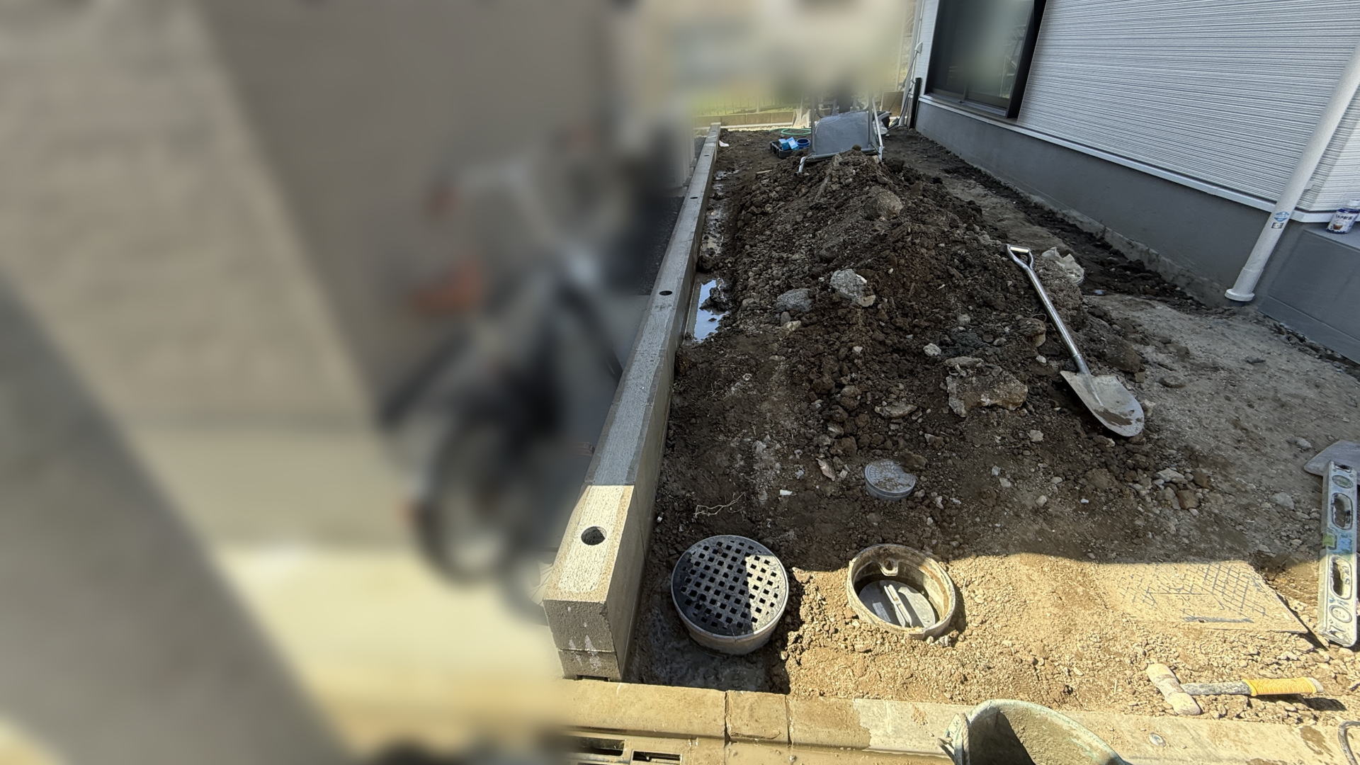 高槻市S様邸 隣地境界 ブロックコア抜き