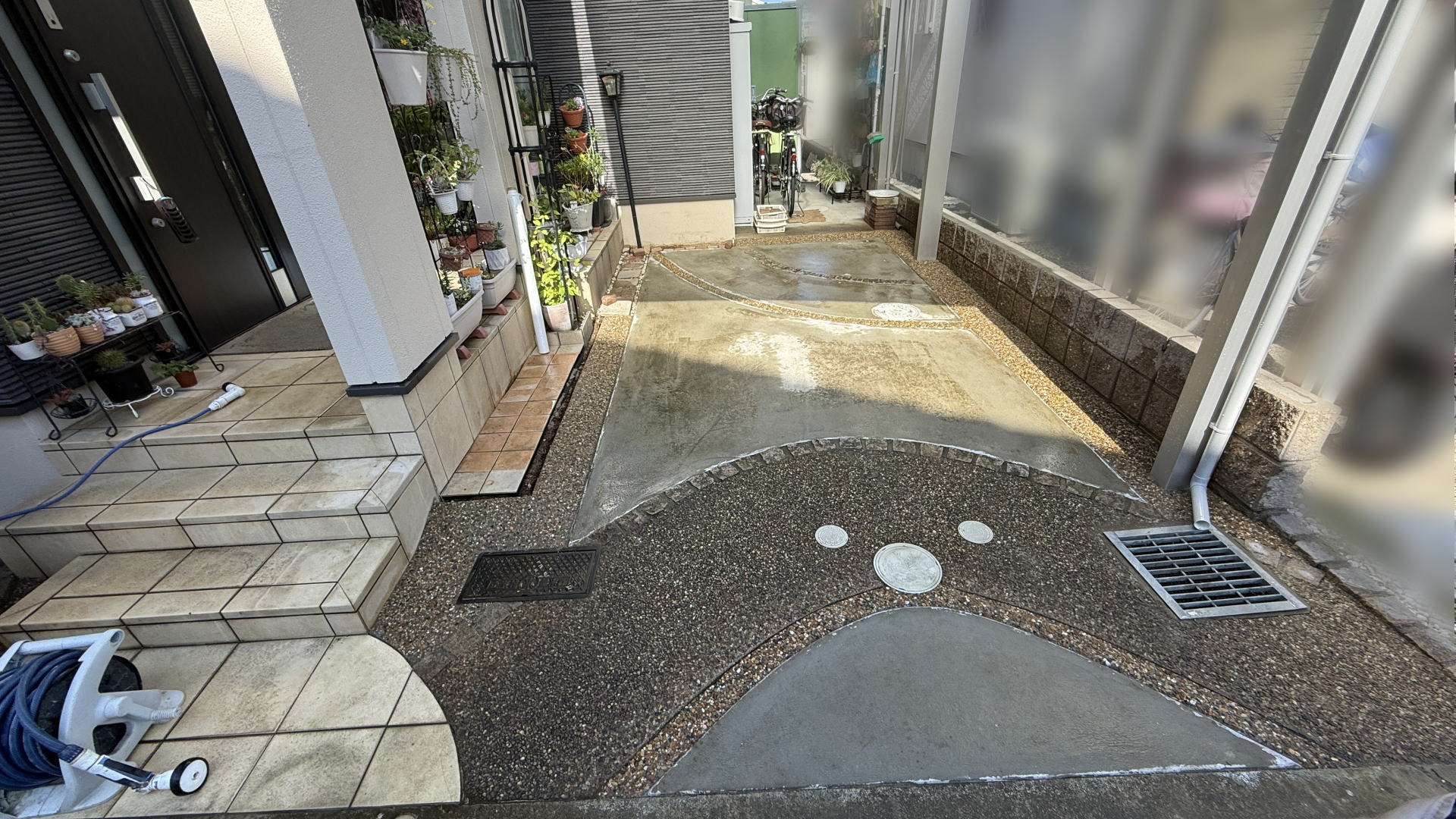 高槻市K様邸 ガレージ 砂美石洗い出し