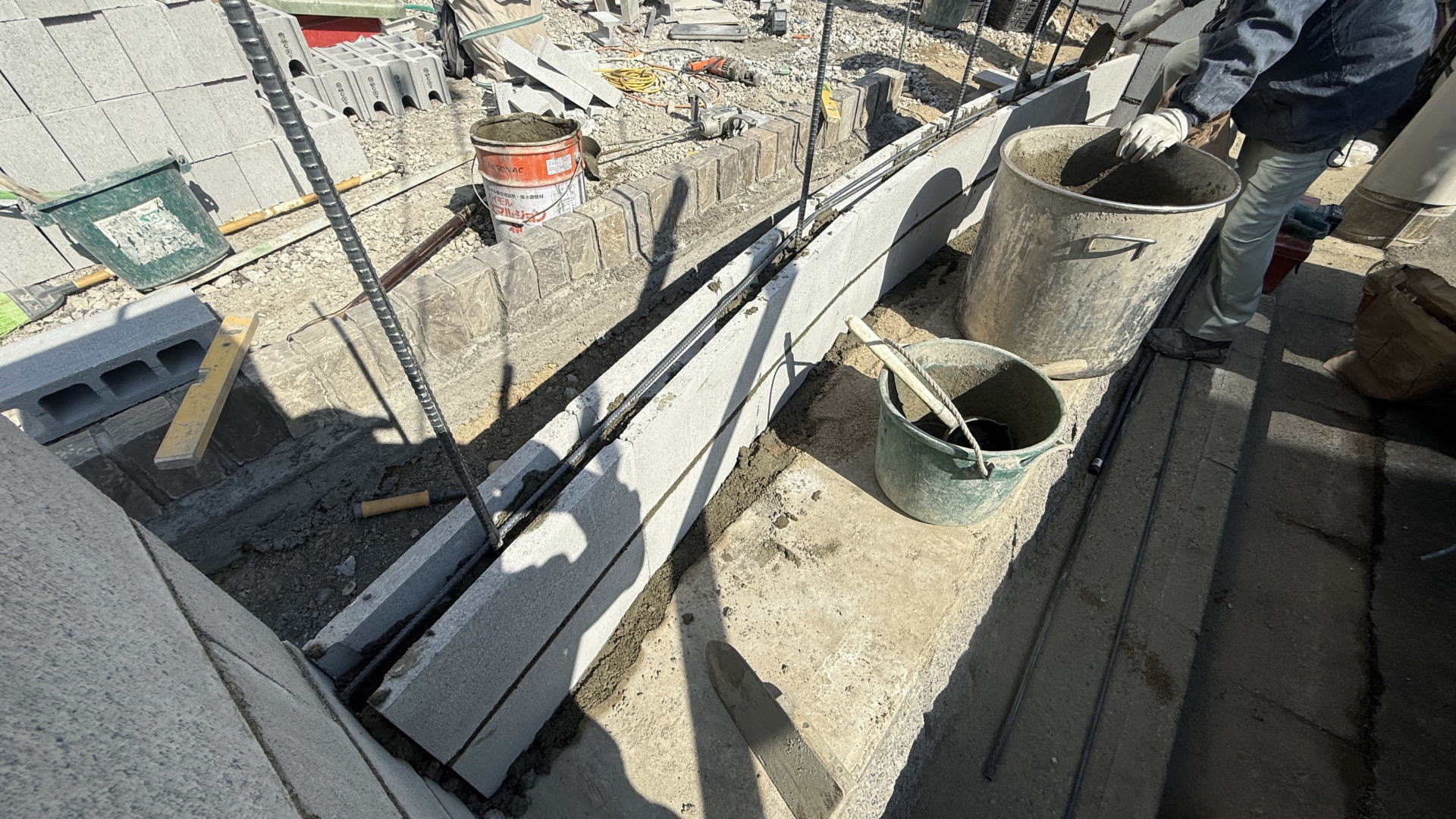 高槻市K様邸 ファサード 下地ブロック積み